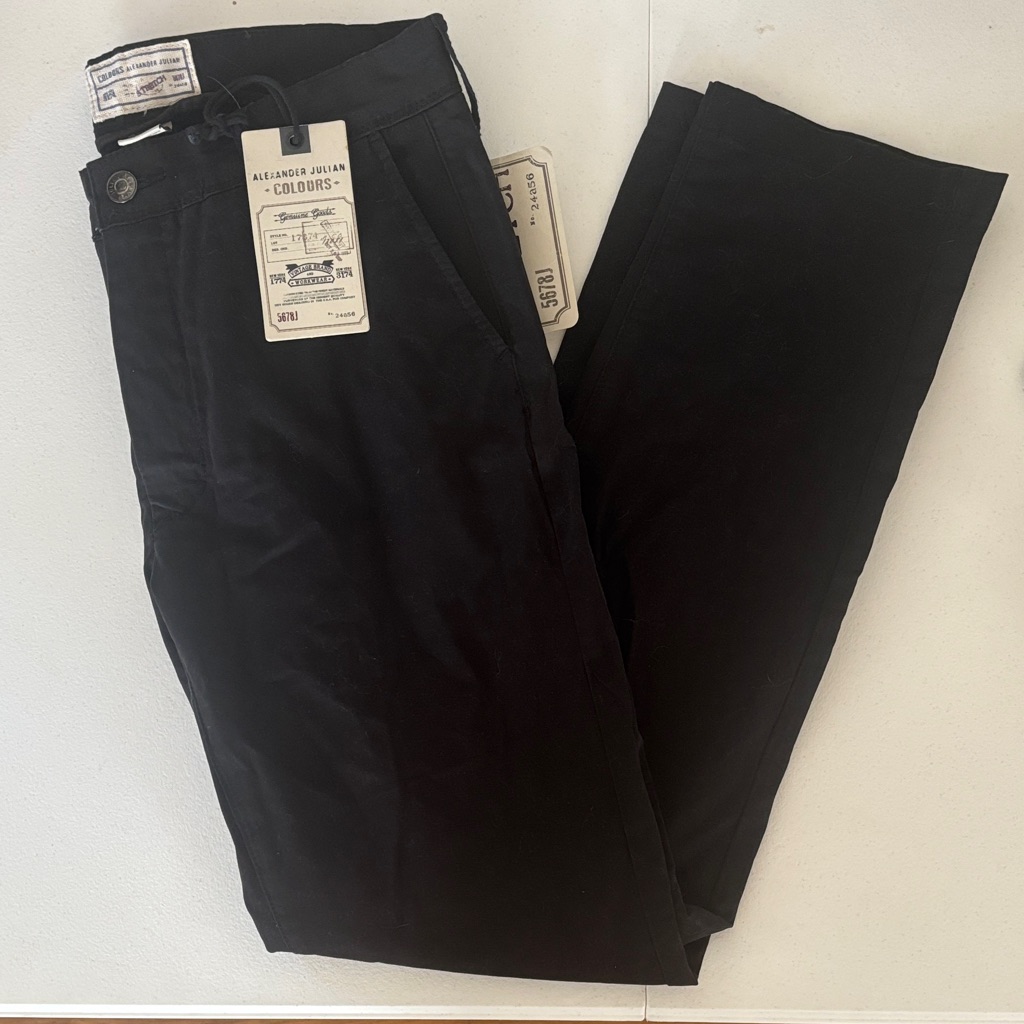 Alexander Julian Colours Work Wear Classic Vintage Brand Soft Black Trousers Nwt